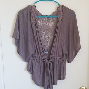 Vintage Flowy Brown Lace Sweater Top